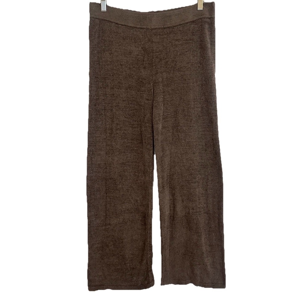 Barefoot Dreams Womens MED Cozychic Ultra Lite Knit Brown Pull On Wide Leg Pants